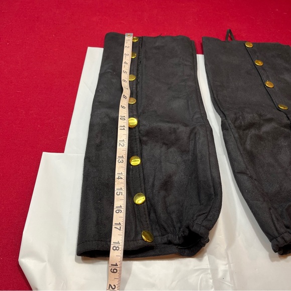 BLack BOOT Covers SPATS PIRATE Gold Button  COLONIAL RENAISSANCE COSTUME 1 Size - Picture 7 of 16